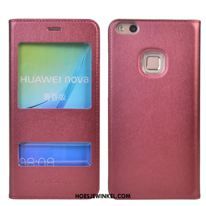 Huawei P10 Lite Hoesje Mobiele Telefoon All Inclusive Folio, Huawei P10 Lite Hoesje Leren Etui Grijs