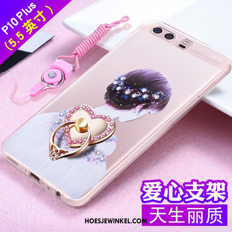 Huawei P10 Plus Hoesje Anti-fall Mobiele Telefoon Reliëf, Huawei P10 Plus Hoesje Met Strass Bescherming