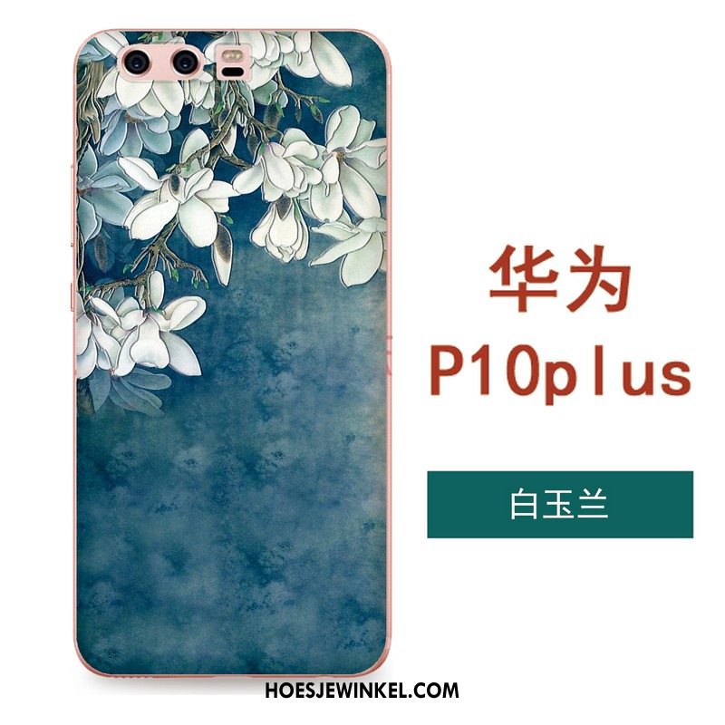 Huawei P10 Plus Hoesje Groen Siliconen Kunst, Huawei P10 Plus Hoesje Bloemen Mobiele Telefoon