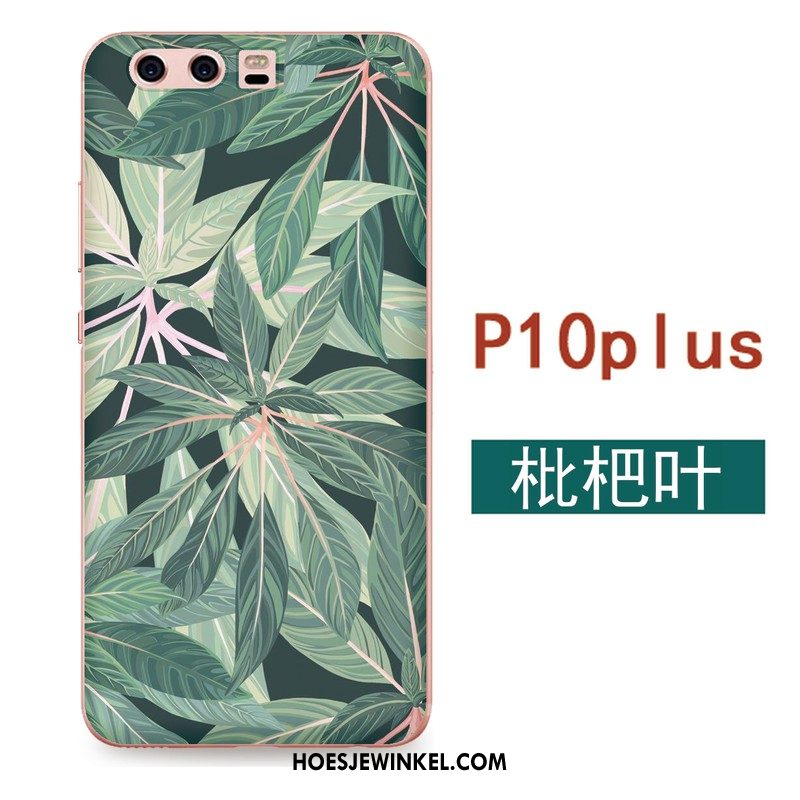 Huawei P10 Plus Hoesje Groen Siliconen Kunst, Huawei P10 Plus Hoesje Bloemen Mobiele Telefoon