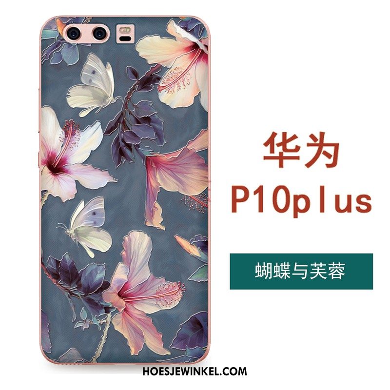 Huawei P10 Plus Hoesje Groen Siliconen Kunst, Huawei P10 Plus Hoesje Bloemen Mobiele Telefoon