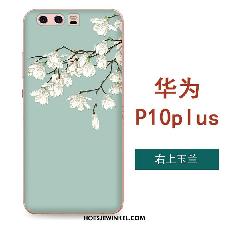 Huawei P10 Plus Hoesje Groen Siliconen Kunst, Huawei P10 Plus Hoesje Bloemen Mobiele Telefoon