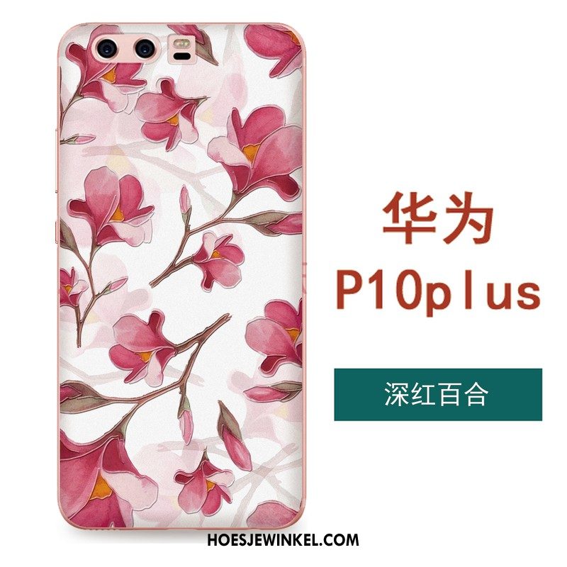 Huawei P10 Plus Hoesje Groen Siliconen Kunst, Huawei P10 Plus Hoesje Bloemen Mobiele Telefoon