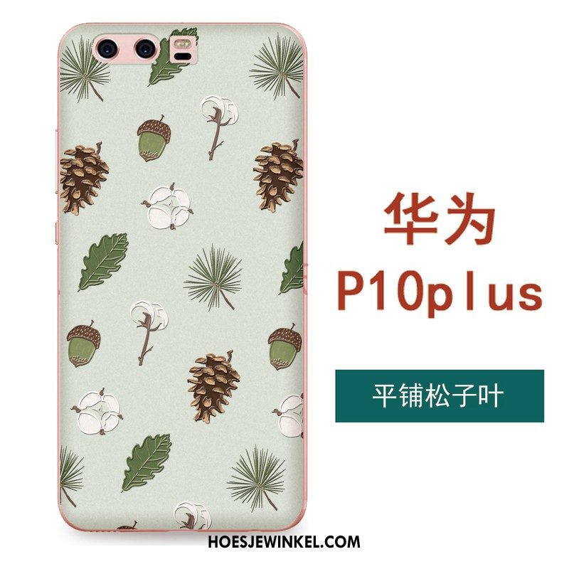 Huawei P10 Plus Hoesje Groen Siliconen Kunst, Huawei P10 Plus Hoesje Bloemen Mobiele Telefoon