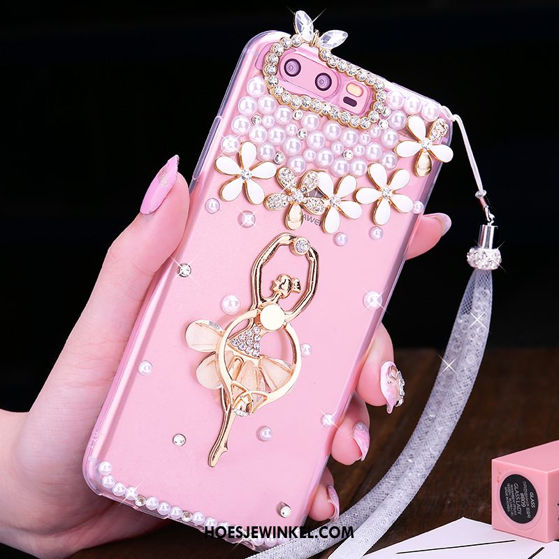 Huawei P10 Plus Hoesje Hanger Siliconen Hoes, Huawei P10 Plus Hoesje Bloemen Zacht