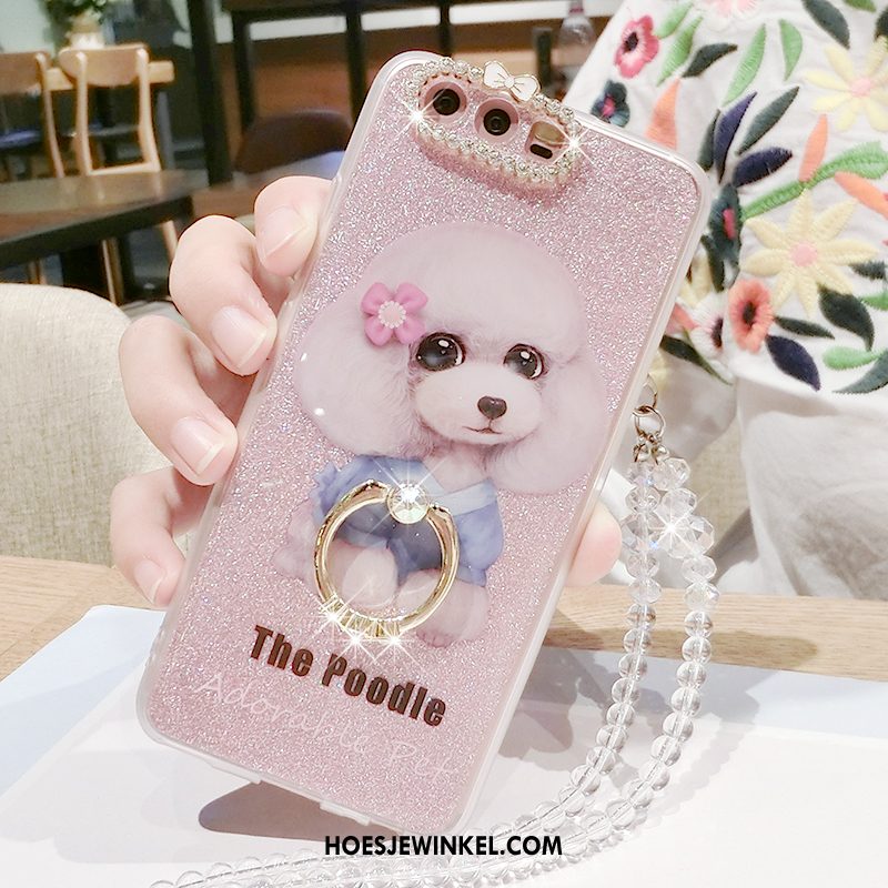 Huawei P10 Plus Hoesje Hoes Met Strass Ring, Huawei P10 Plus Hoesje Roze Trend