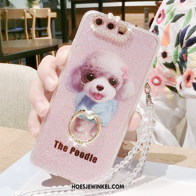 Huawei P10 Plus Hoesje Hoes Met Strass Ring, Huawei P10 Plus Hoesje Roze Trend