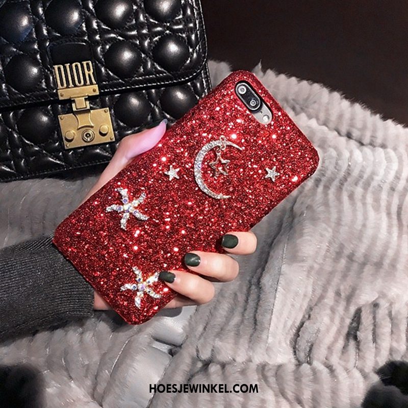 Huawei P10 Plus Hoesje Hoes Rood Met Strass, Huawei P10 Plus Hoesje Mobiele Telefoon Ster