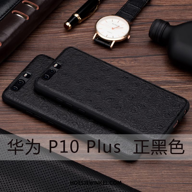 Huawei P10 Plus Hoesje Leren Etui Grijs Echt Leer, Huawei P10 Plus Hoesje Hoes Anti-fall