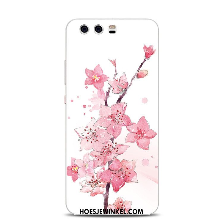 Huawei P10 Plus Hoesje Reliëf Roze Perzik Bloesem, Huawei P10 Plus Hoesje All Inclusive Zacht