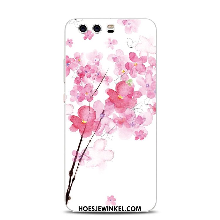 Huawei P10 Plus Hoesje Reliëf Roze Perzik Bloesem, Huawei P10 Plus Hoesje All Inclusive Zacht
