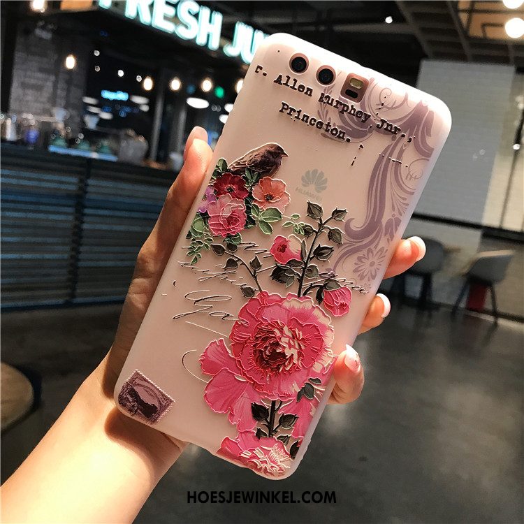 Huawei P10 Plus Hoesje Reliëf Zacht Trend, Huawei P10 Plus Hoesje Roze Mobiele Telefoon