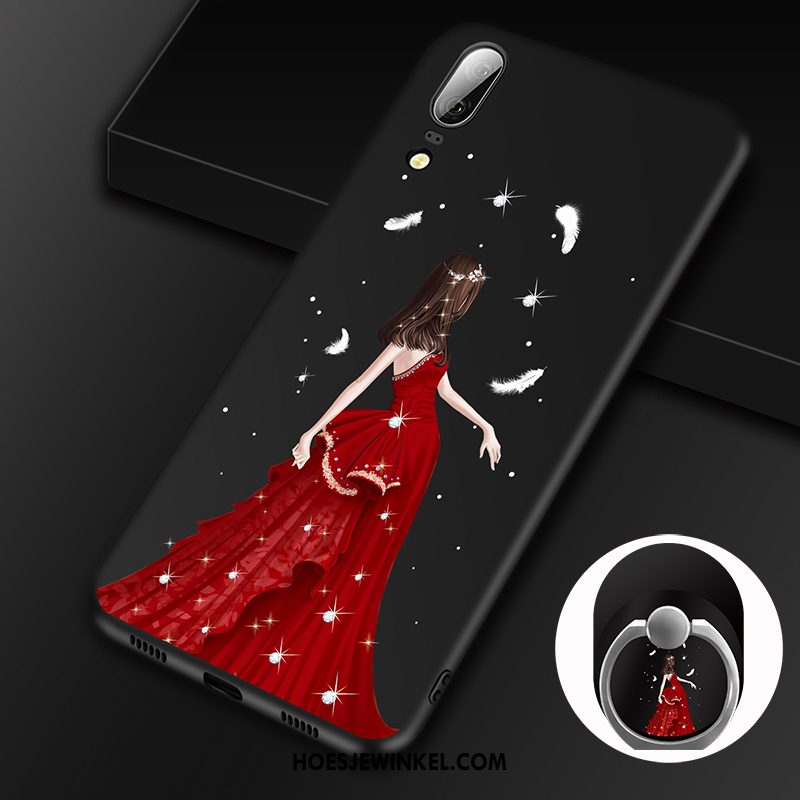 Huawei P20 Hoesje Anti-fall Siliconen Rood, Huawei P20 Hoesje Hoes Lichte En Dun