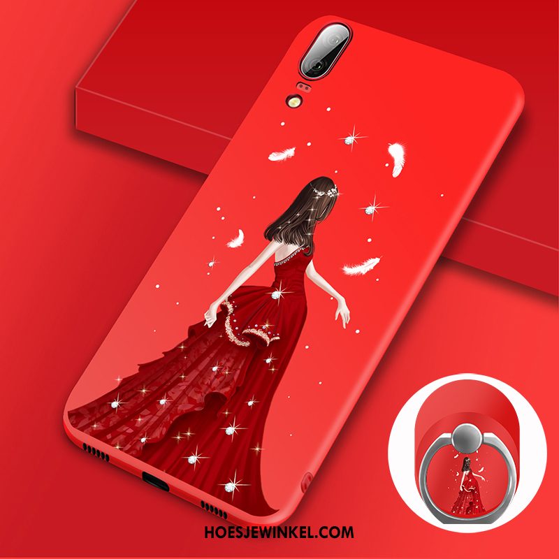 Huawei P20 Hoesje Anti-fall Siliconen Rood, Huawei P20 Hoesje Hoes Lichte En Dun