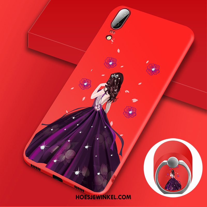 Huawei P20 Hoesje Anti-fall Siliconen Rood, Huawei P20 Hoesje Hoes Lichte En Dun