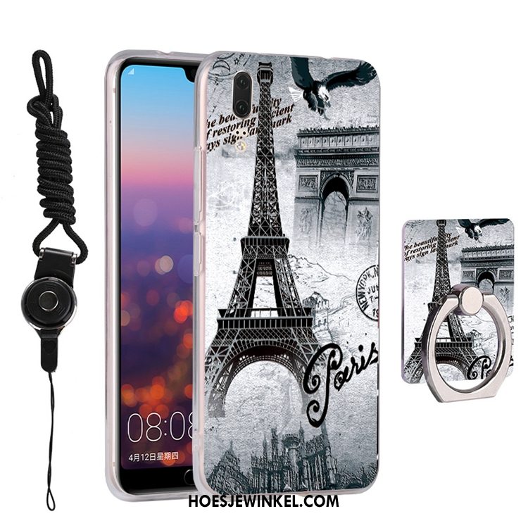 Huawei P20 Hoesje Glas Zacht Grijs, Huawei P20 Hoesje Mini Trend