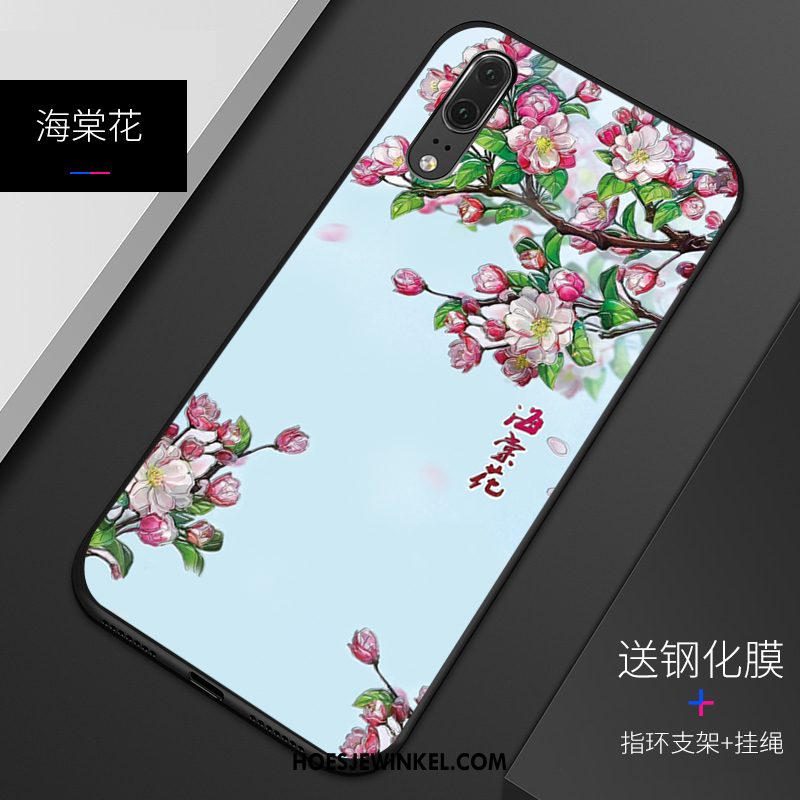 Huawei P20 Hoesje Groen Reliëf Pas, Huawei P20 Hoesje Zacht Bescherming