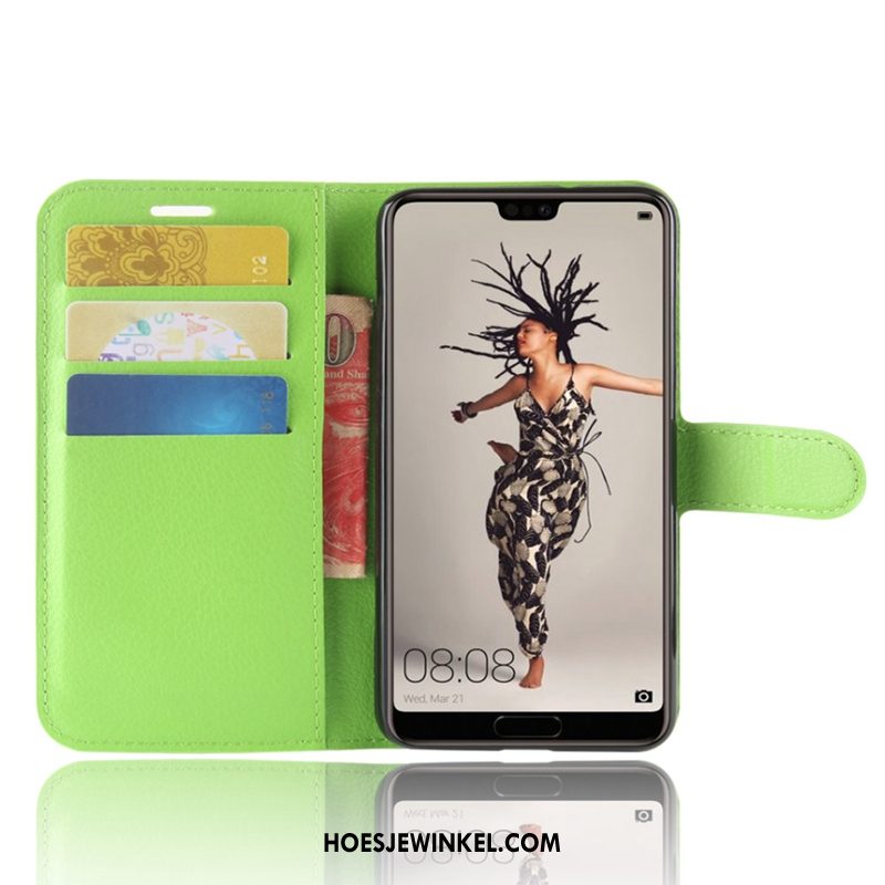 Huawei P20 Hoesje Hoes Leren Etui Clamshell, Huawei P20 Hoesje Mobiele Telefoon Bescherming Braun