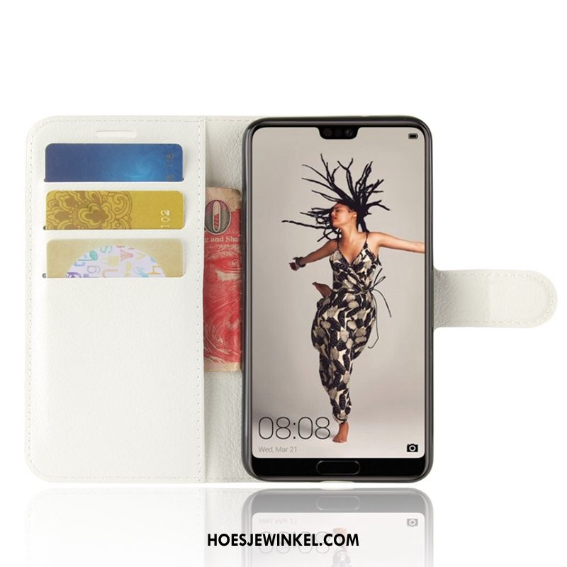 Huawei P20 Hoesje Hoes Leren Etui Clamshell, Huawei P20 Hoesje Mobiele Telefoon Bescherming Braun