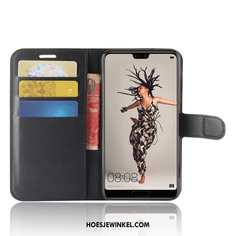 Huawei P20 Hoesje Hoes Leren Etui Clamshell, Huawei P20 Hoesje Mobiele Telefoon Bescherming Braun