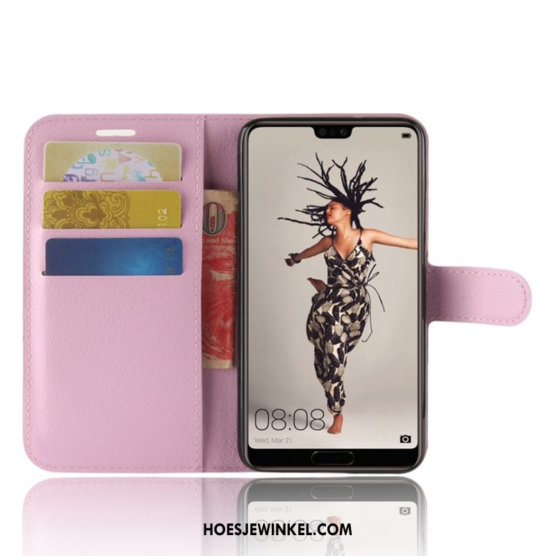 Huawei P20 Hoesje Hoes Leren Etui Clamshell, Huawei P20 Hoesje Mobiele Telefoon Bescherming Braun