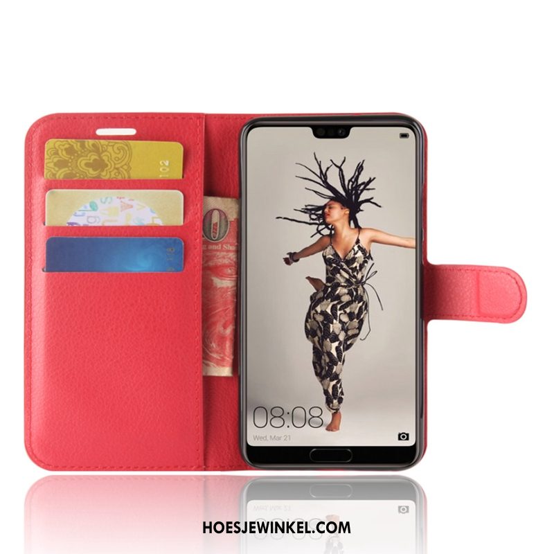 Huawei P20 Hoesje Hoes Leren Etui Clamshell, Huawei P20 Hoesje Mobiele Telefoon Bescherming Braun