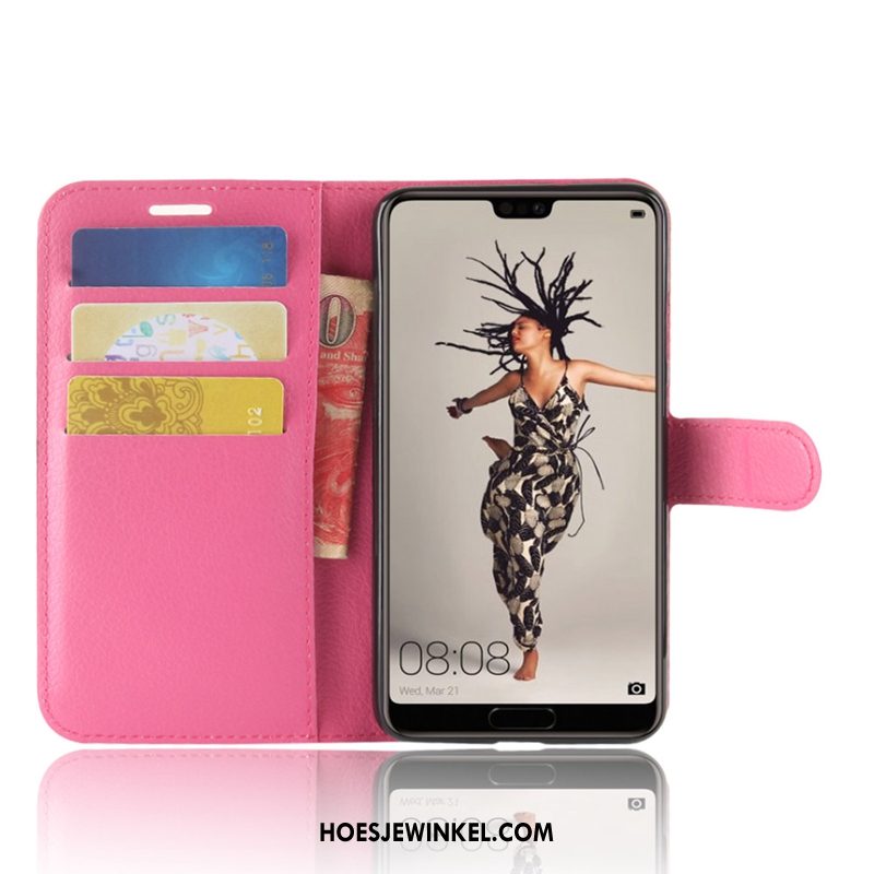 Huawei P20 Hoesje Hoes Leren Etui Clamshell, Huawei P20 Hoesje Mobiele Telefoon Bescherming Braun