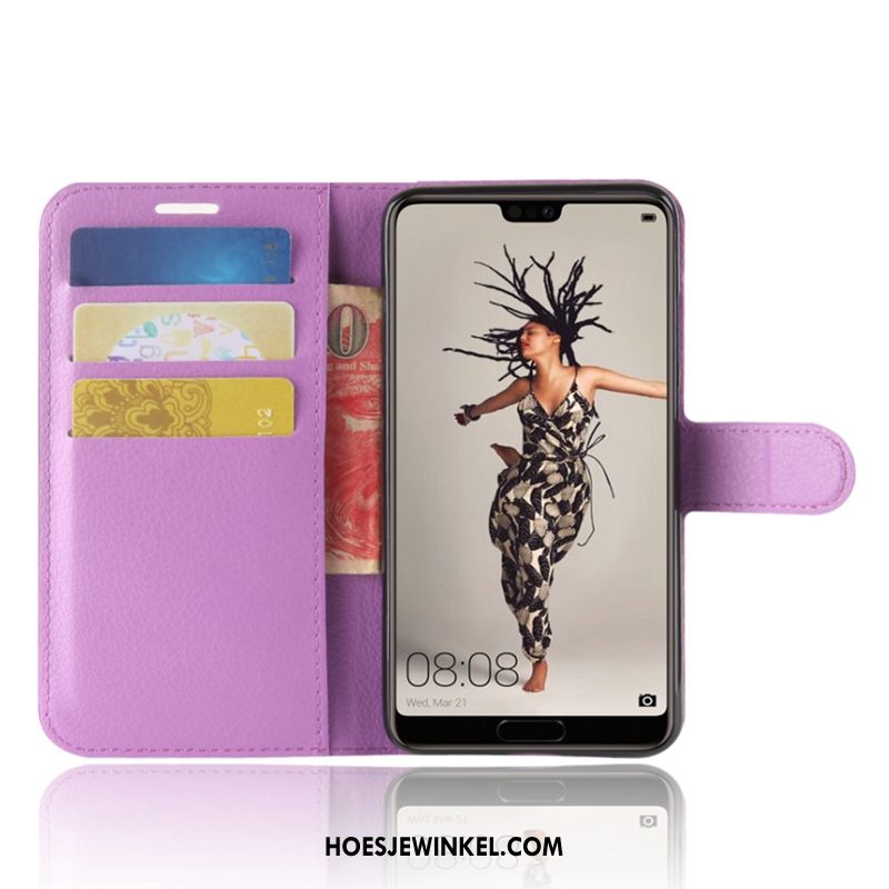 Huawei P20 Hoesje Hoes Leren Etui Clamshell, Huawei P20 Hoesje Mobiele Telefoon Bescherming Braun