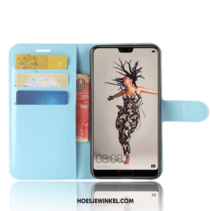 Huawei P20 Hoesje Hoes Leren Etui Clamshell, Huawei P20 Hoesje Mobiele Telefoon Bescherming Braun