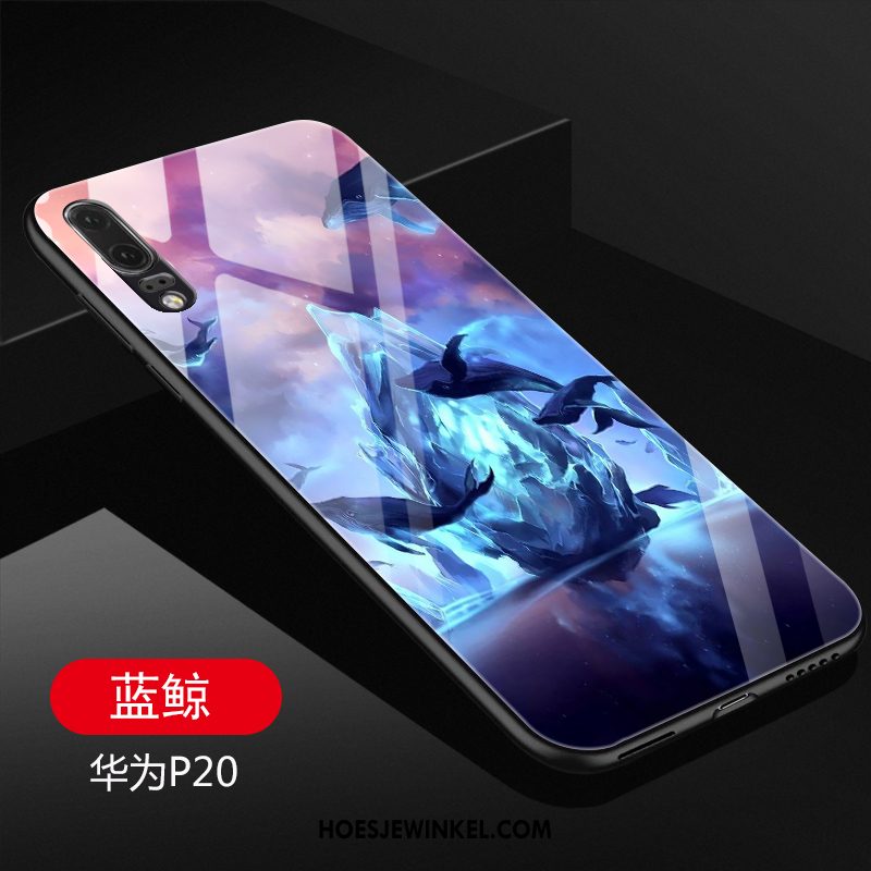 Huawei P20 Hoesje Hoes Trend Glas, Huawei P20 Hoesje Purper Mobiele Telefoon