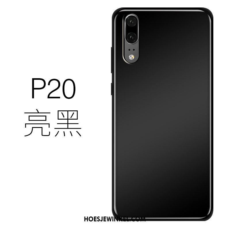 Huawei P20 Hoesje Mobiele Telefoon Blauw Glas, Huawei P20 Hoesje Siliconen Dun