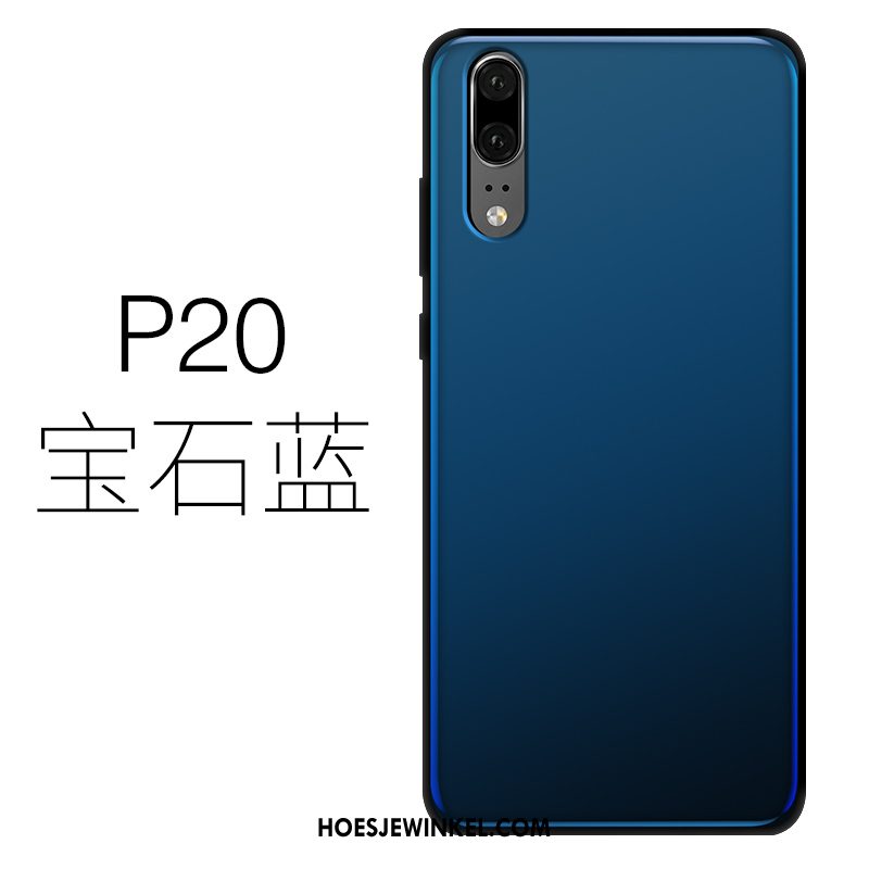 Huawei P20 Hoesje Mobiele Telefoon Blauw Glas, Huawei P20 Hoesje Siliconen Dun