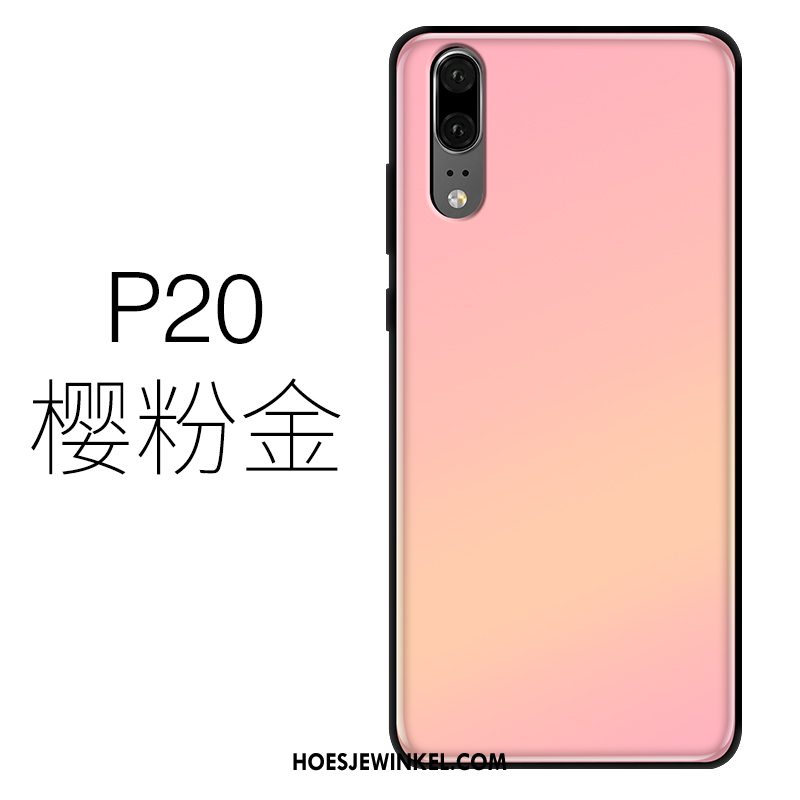 Huawei P20 Hoesje Mobiele Telefoon Blauw Glas, Huawei P20 Hoesje Siliconen Dun