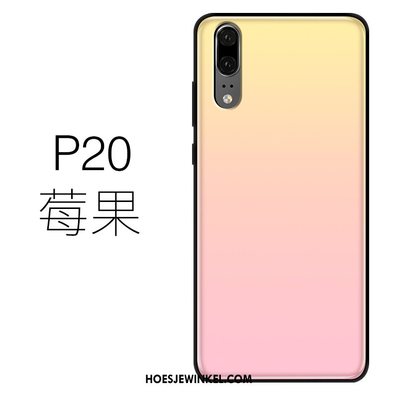 Huawei P20 Hoesje Mobiele Telefoon Blauw Glas, Huawei P20 Hoesje Siliconen Dun