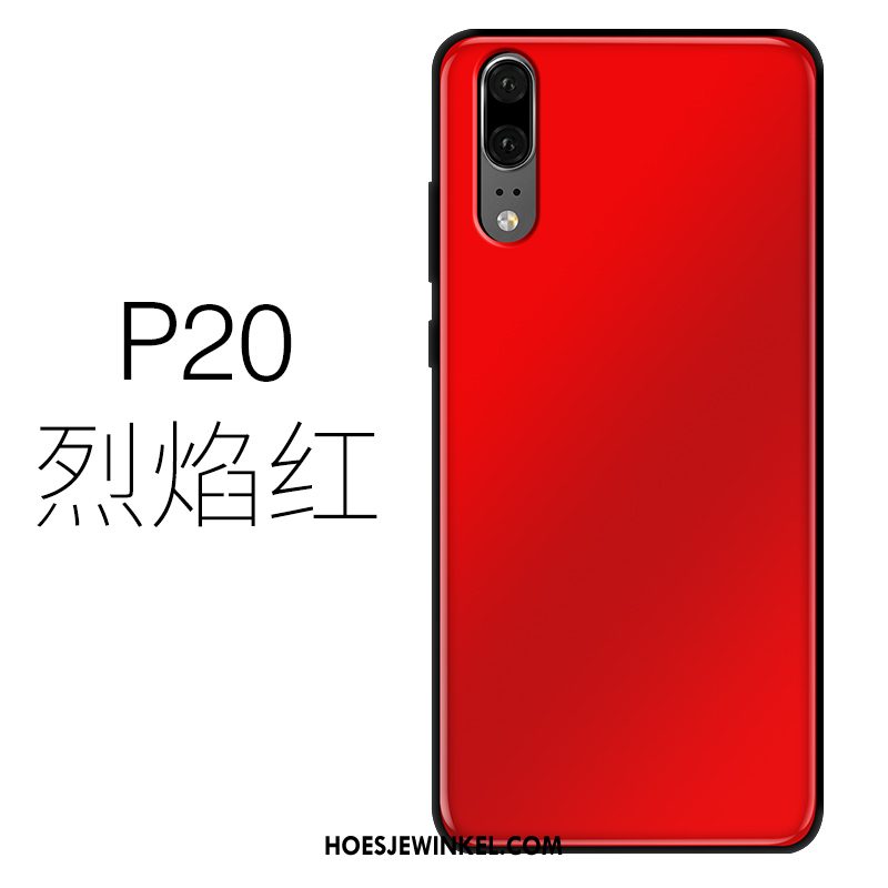Huawei P20 Hoesje Mobiele Telefoon Blauw Glas, Huawei P20 Hoesje Siliconen Dun