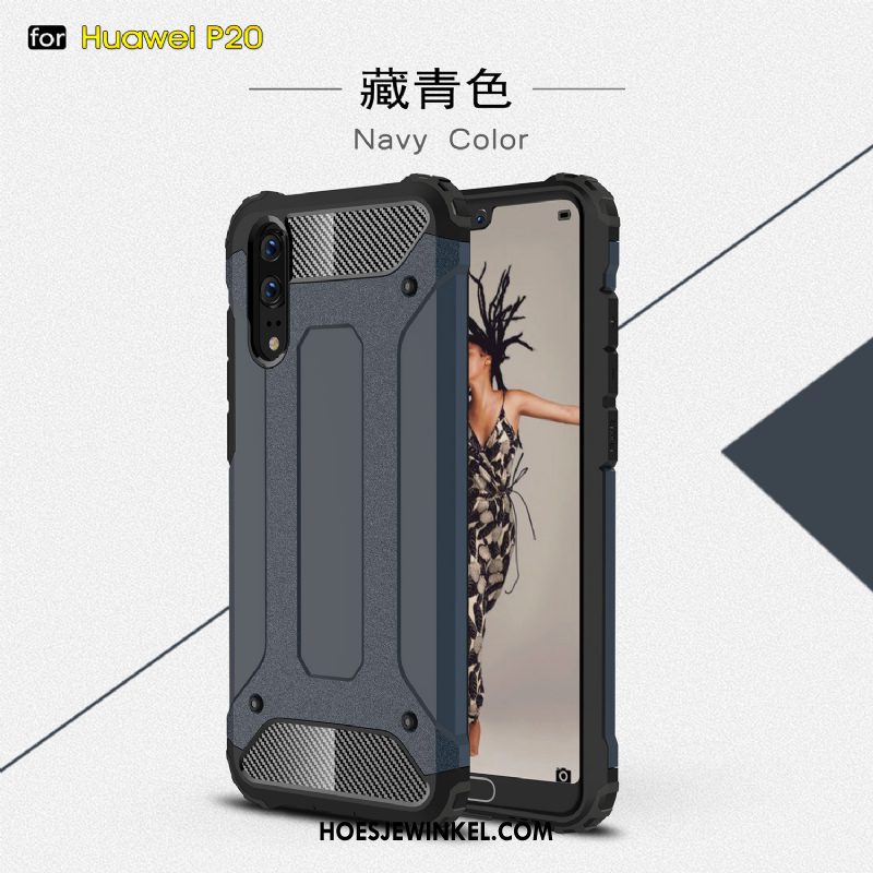 Huawei P20 Hoesje Pu Drie Verdedigingen Gasbag, Huawei P20 Hoesje All Inclusive Mobiele Telefoon