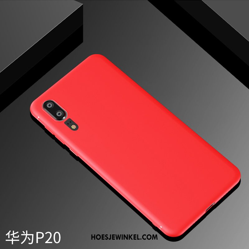 Huawei P20 Hoesje Siliconen Anti-fall Blauw, Huawei P20 Hoesje Hoes Dun Nackte Farbe