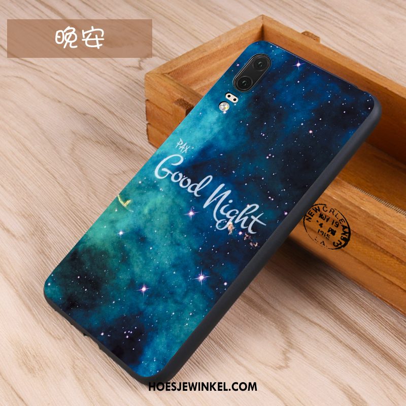 Huawei P20 Hoesje Trend Hoes Bescherming, Huawei P20 Hoesje All Inclusive Blauw