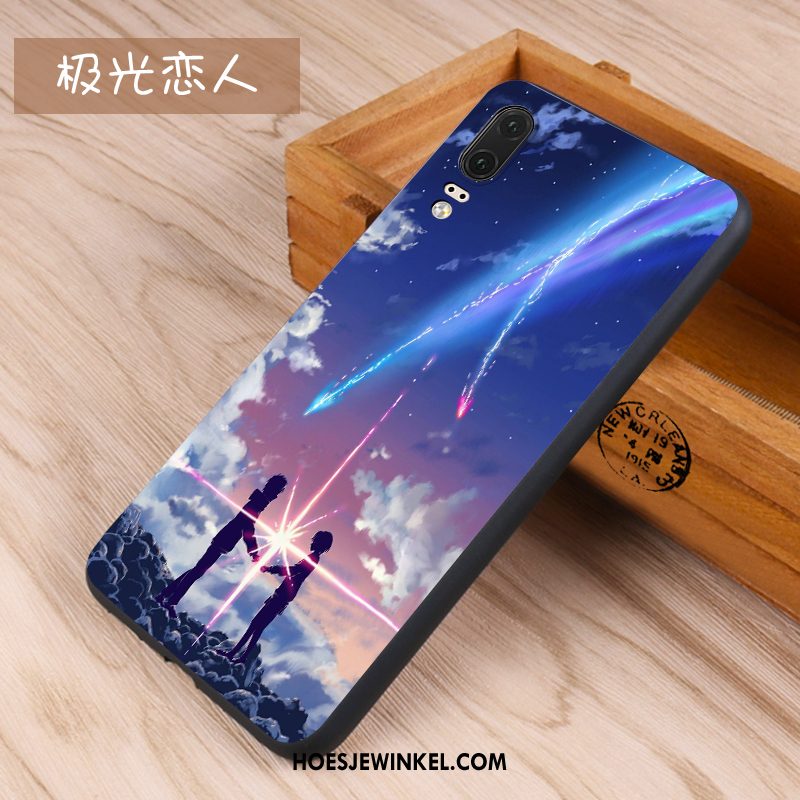 Huawei P20 Hoesje Trend Hoes Bescherming, Huawei P20 Hoesje All Inclusive Blauw