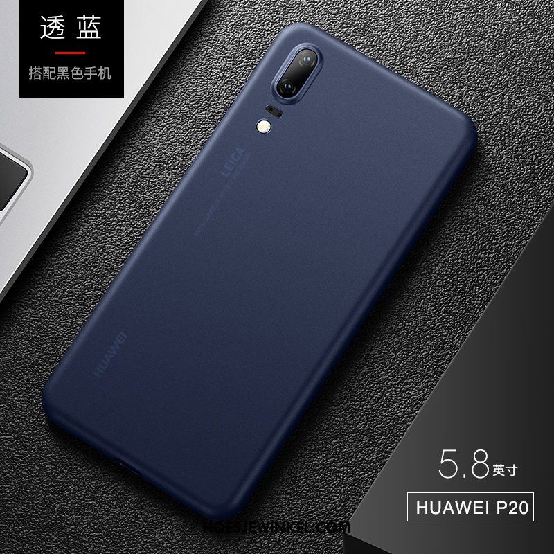 Huawei P20 Hoesje Zilver Zacht Zwart, Huawei P20 Hoesje Blauw Elegante Nackte Farbe