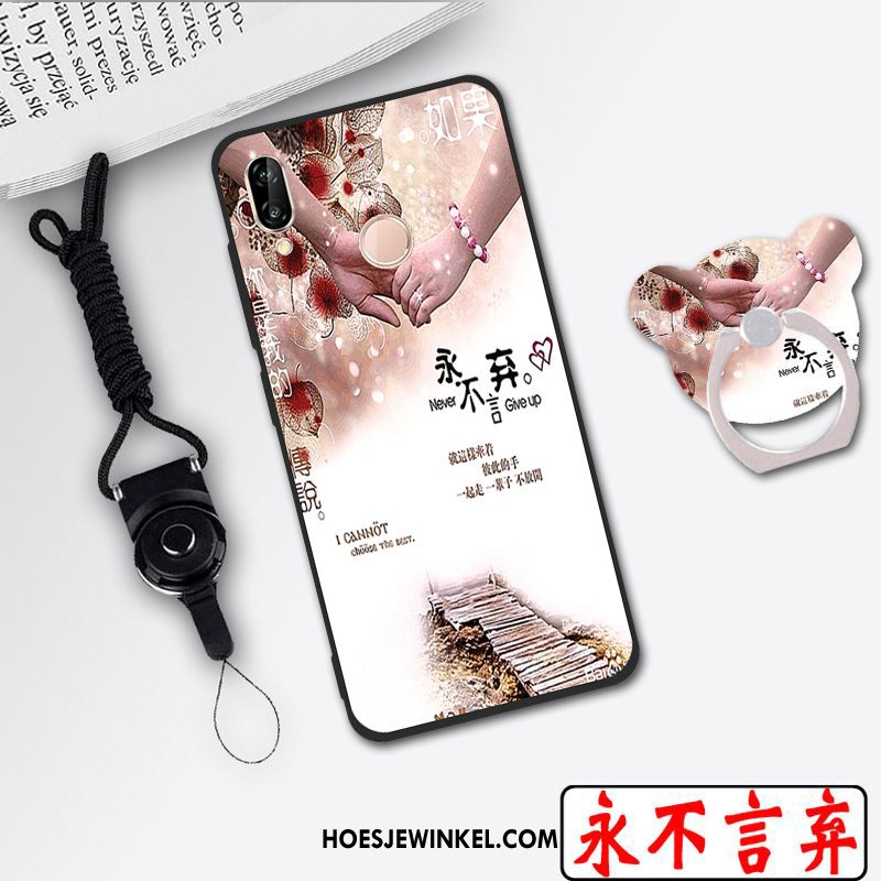 Huawei P20 Lite Hoesje Anti-fall Hoes Spotprent, Huawei P20 Lite Hoesje Wit Zacht