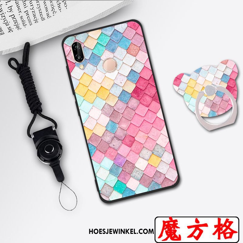 Huawei P20 Lite Hoesje Anti-fall Hoes Spotprent, Huawei P20 Lite Hoesje Wit Zacht