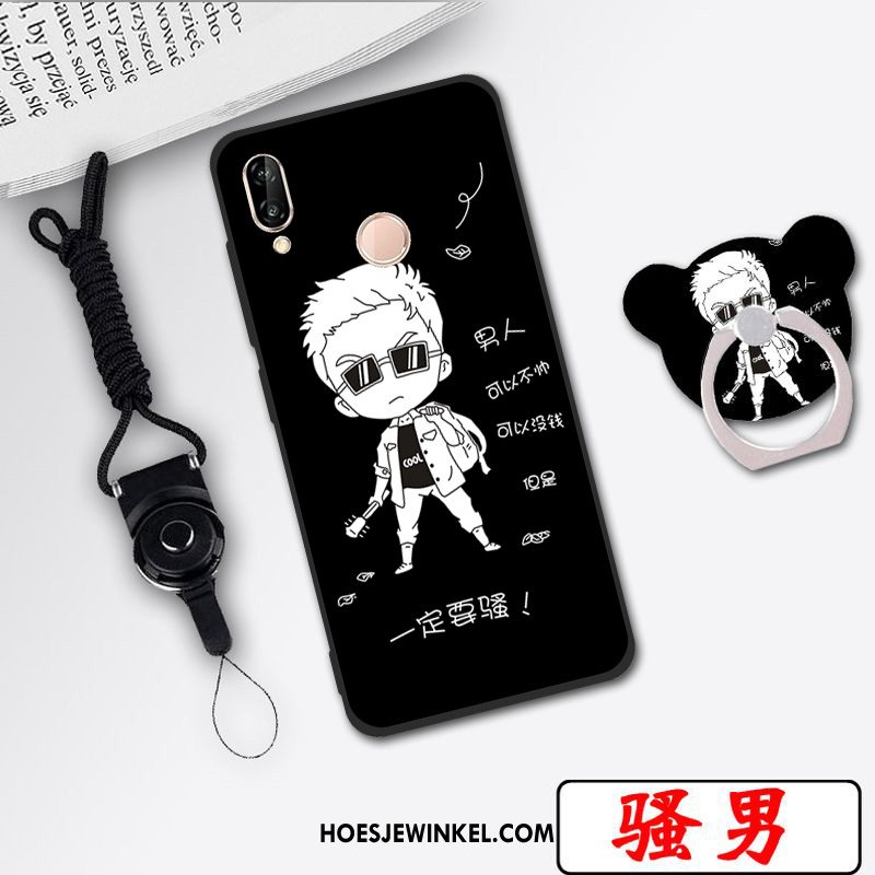 Huawei P20 Lite Hoesje Anti-fall Hoes Spotprent, Huawei P20 Lite Hoesje Wit Zacht