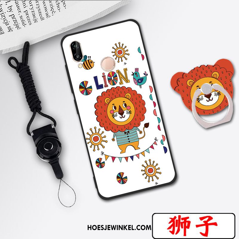 Huawei P20 Lite Hoesje Anti-fall Hoes Spotprent, Huawei P20 Lite Hoesje Wit Zacht