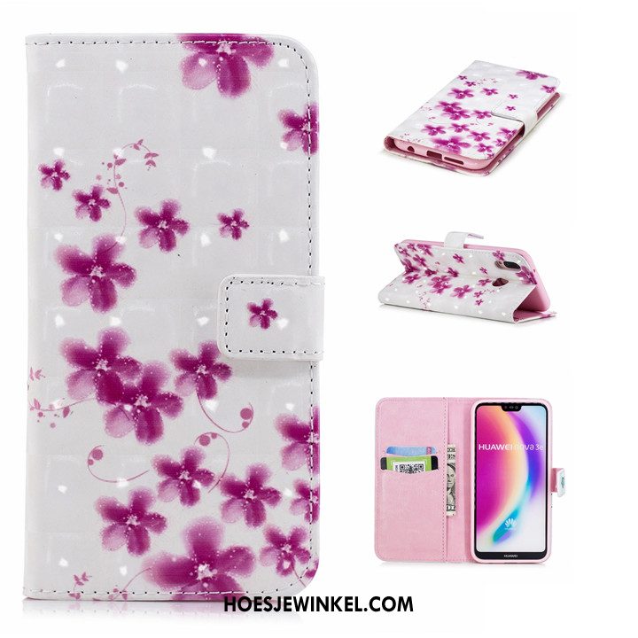 Huawei P20 Lite Hoesje Bescherming Mobiele Telefoon Blauw, Huawei P20 Lite Hoesje Leren Etui Anti-fall