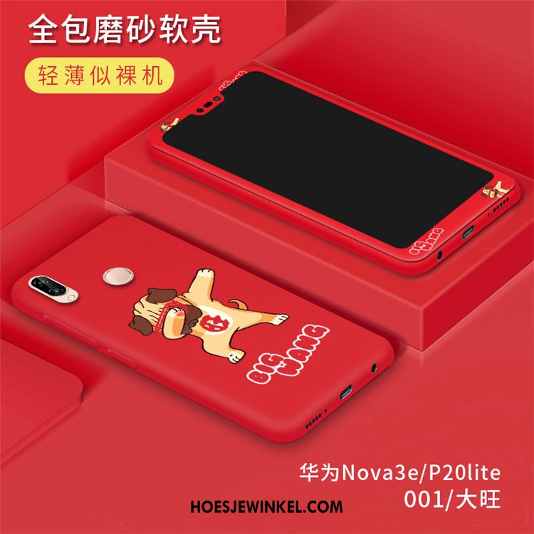 Huawei P20 Lite Hoesje Bescherming Rood Trend, Huawei P20 Lite Hoesje Anti-fall Schrobben