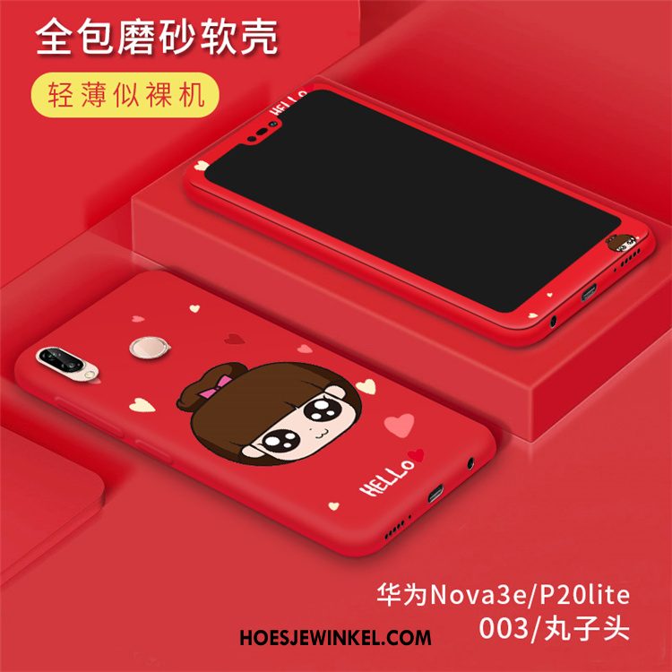 Huawei P20 Lite Hoesje Bescherming Rood Trend, Huawei P20 Lite Hoesje Anti-fall Schrobben