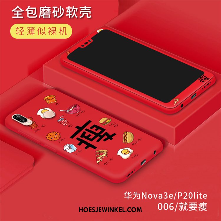 Huawei P20 Lite Hoesje Bescherming Rood Trend, Huawei P20 Lite Hoesje Anti-fall Schrobben