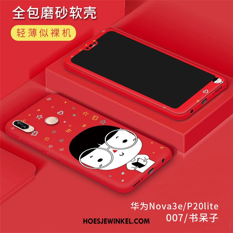 Huawei P20 Lite Hoesje Bescherming Rood Trend, Huawei P20 Lite Hoesje Anti-fall Schrobben