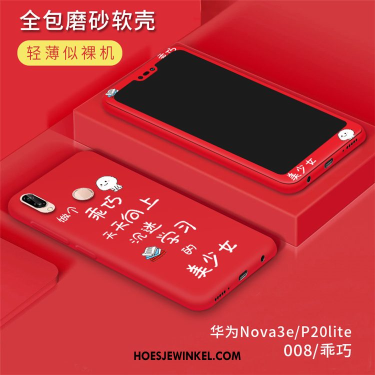 Huawei P20 Lite Hoesje Bescherming Rood Trend, Huawei P20 Lite Hoesje Anti-fall Schrobben